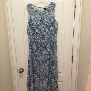 Talbots Blue and White Patterned Maxi Dress